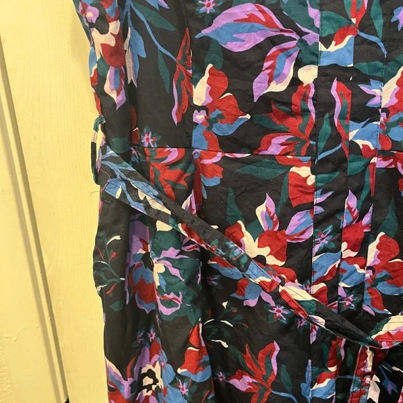 Free Assembly Dark Floral Maxi Midi Dress Cotton Pockets Size XL 16-18 - Picture 4 of 10